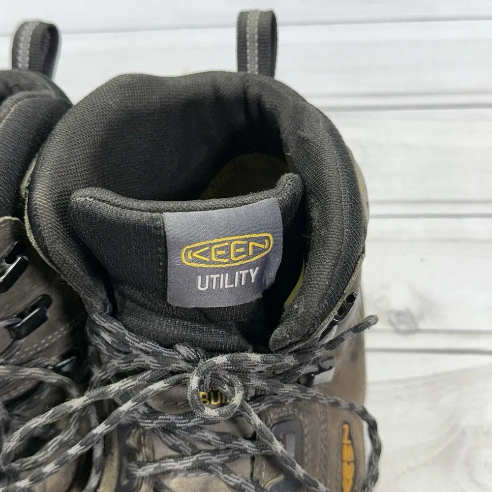 KEEN Troy Work Boots Men 11.5 Gray Waterproof Composite Toe Heavy Duty Utility